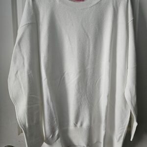 Isaac Mizrahi Women's White Crew Neck Sweater